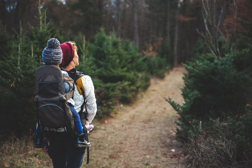 woman child hiking